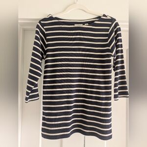 L.L. Bean Striped Navy and White Shirt